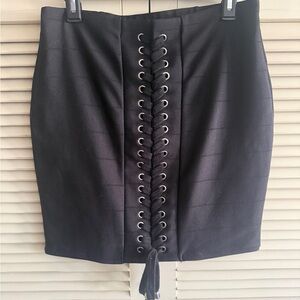Haute Monde Black Lace-Up Pencil Skirt